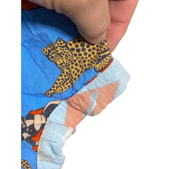 Baja Llama Purrfect Woman Leopard Blue Nighthawk Button Shirt Mens L Viscose - Picture 7 of 10